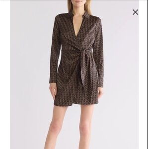 Veronica Beard Brown Ribbed Wrap Dress